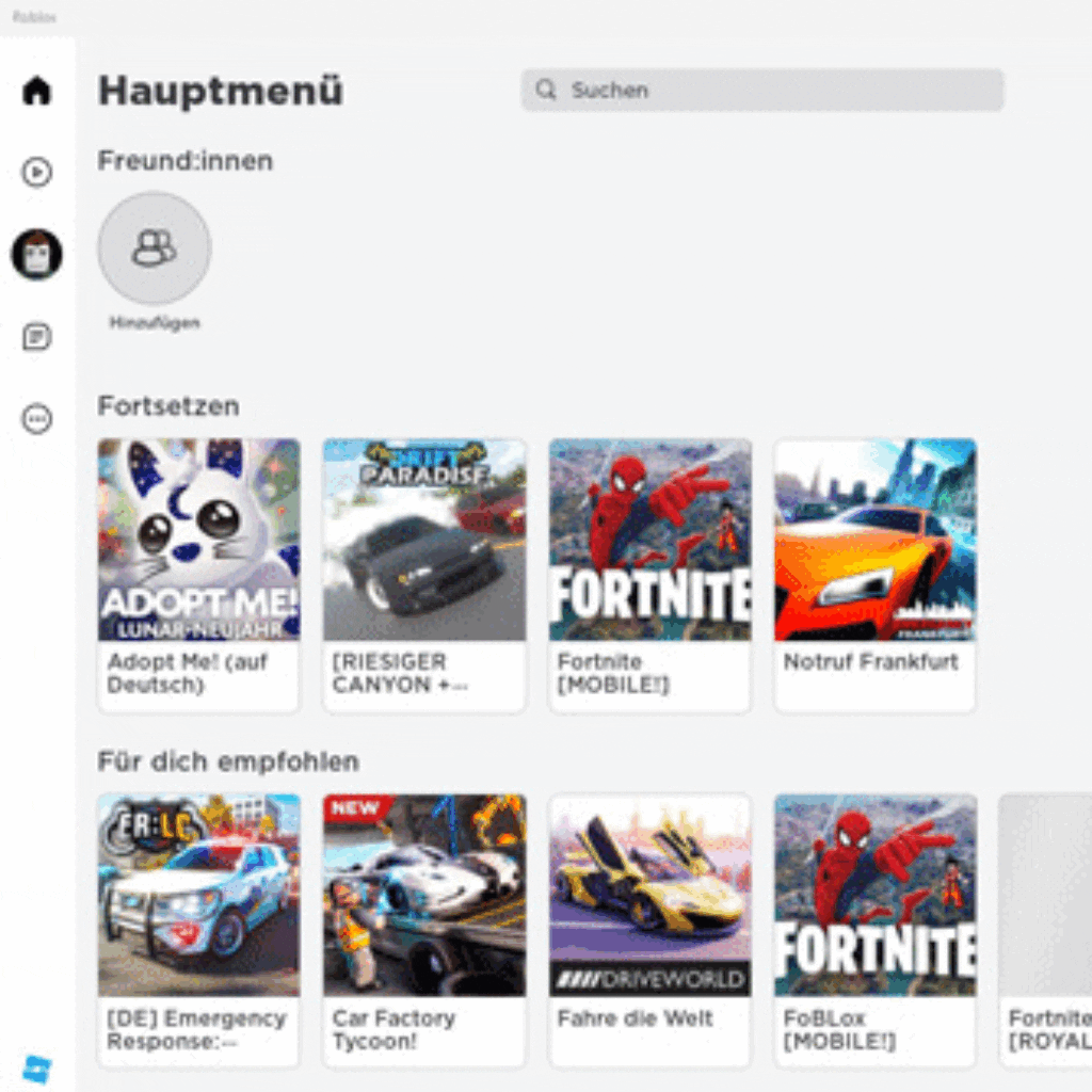 Roblox Hauptmenü