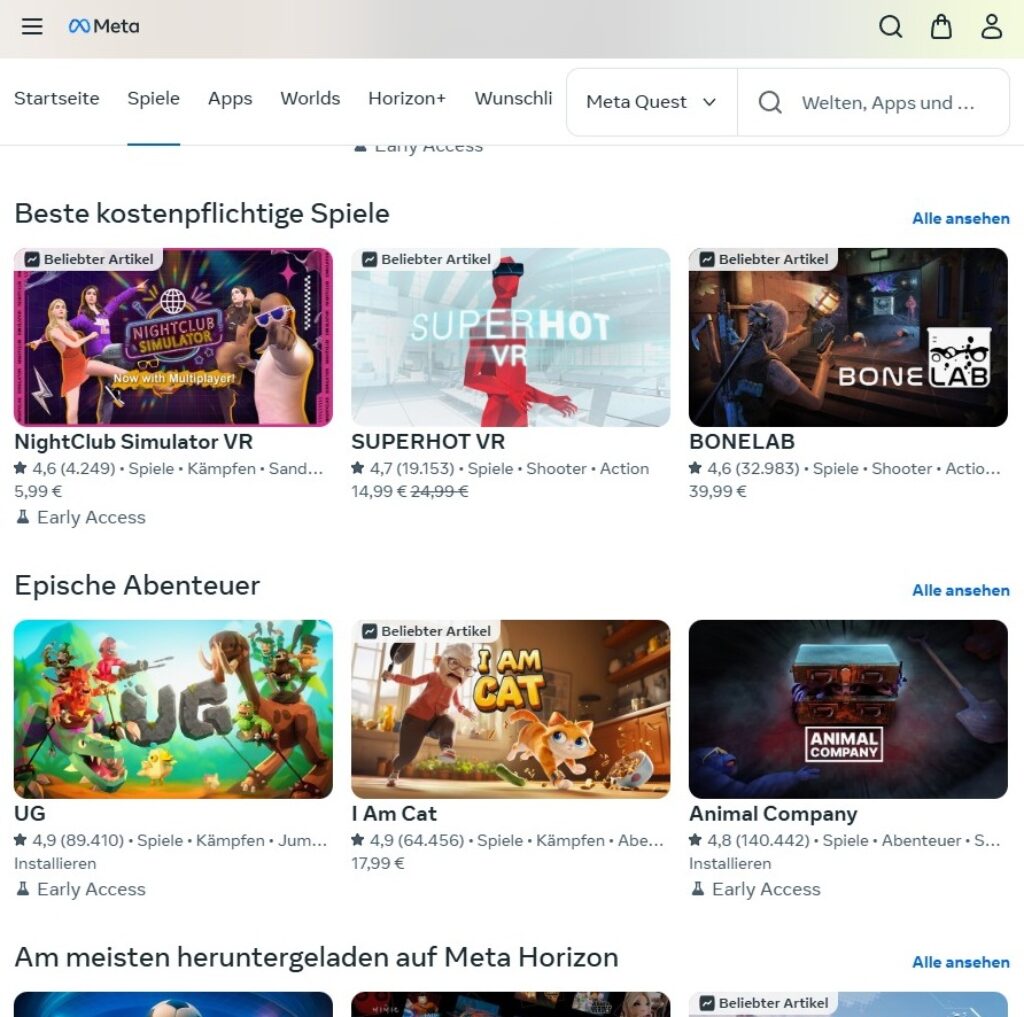 Meta VR Store