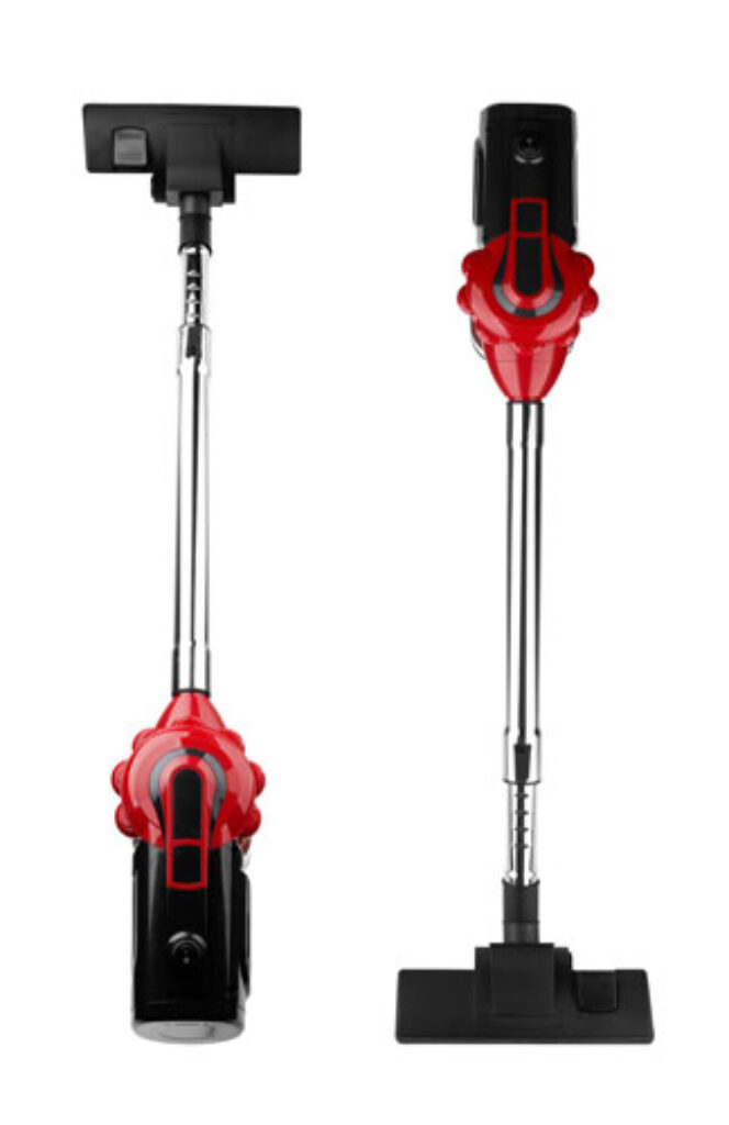 Roter Akku-Staubsauger