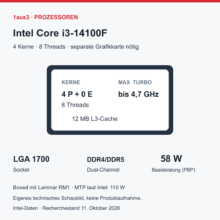 Intel Core i3-14100F im Review: DDR4-Benchmarks mit zwei Grafikkarten