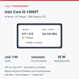 Intel Core i5-14500T im Review: 12 Benchmarks, UHD 770 und 35 W PBP