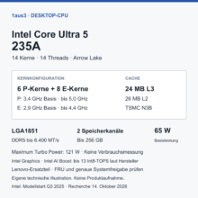 Intel Core Ultra 5 235A im Review: 14 Kerne für Lenovo