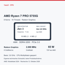 AMD Ryzen 7 PRO 5755G im Review: Achtkern-APU für vorhandene Büro-PCs