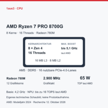 AMD Ryzen 7 PRO 8700G im Review: Radeon 780M und acht Zen-4-Kerne
