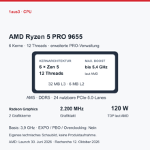 AMD Ryzen 5 PRO 9655 im Review: Sechs Zen-5-Kerne und PRO-Verwaltung