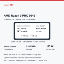 AMD Ryzen 9 PRO 9945 im Review: Zwölf Zen-5-Kerne für parallele Projekte