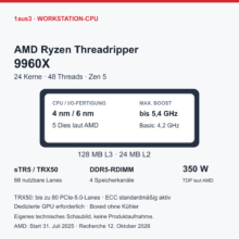 AMD Ryzen Threadripper 9960X im Review: 24 Kerne für große Projekte