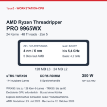 AMD Ryzen Threadripper PRO 9965WX im Review: 24 Kerne für professionellen Ausbau