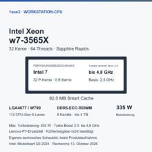 Intel Xeon w7-3565X im Review: 32 Kerne für große Arbeitslasten